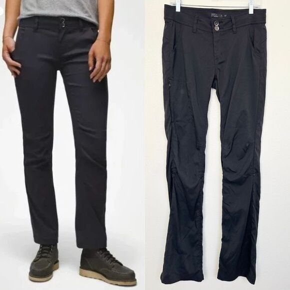 Prana Halle Straight Leg Pants Cargo Coal Black Convertible Long Inseam Womens 6 - Picture 1 of 13